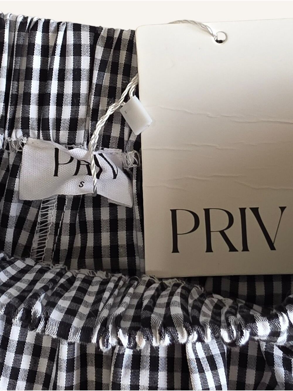 PRIV Black Gingham 2-Piece Top & Shorts Set Small Pockets Designed In Canada - Picture 11 of 15